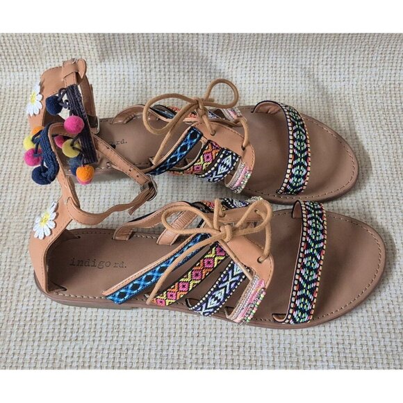 Indigo Rd. Colorful Gladiator Strappy Flat Sandal Size 9.5 Festival Summer Boho - Picture 8 of 14